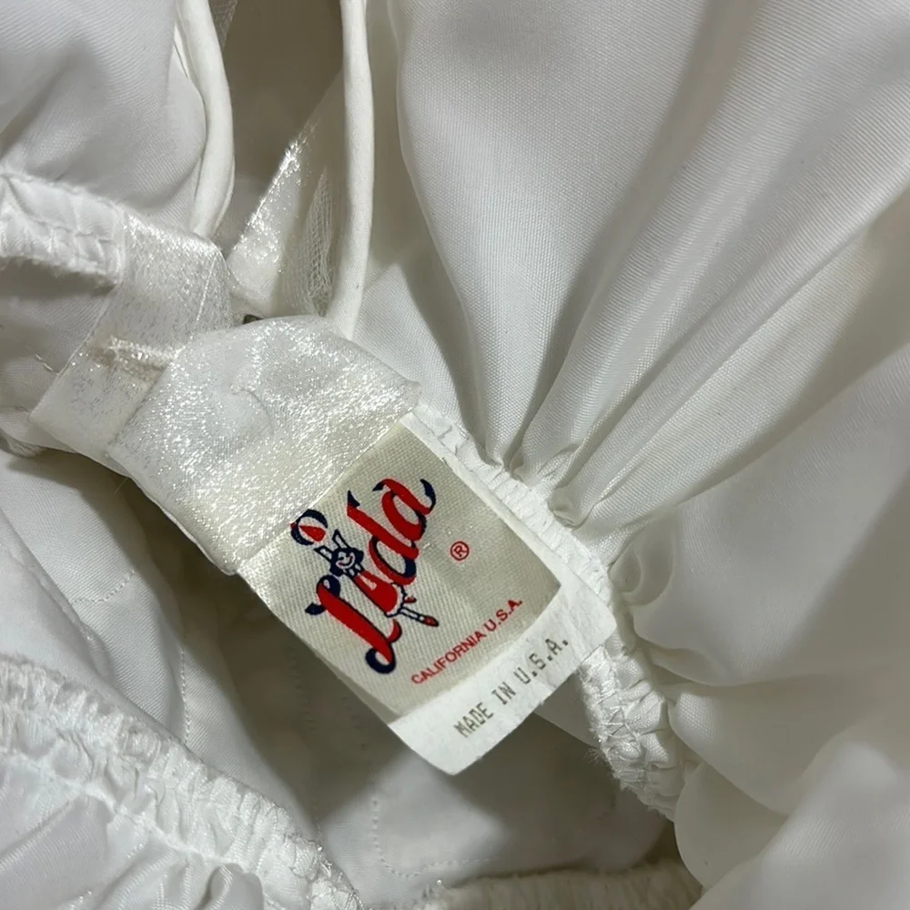 White Theater Costume with Lace and Puffy Sleeves